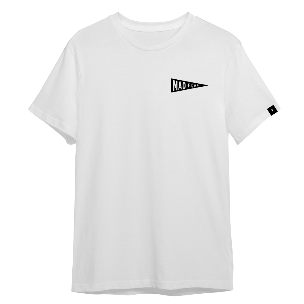 White Mad Pennant Tee Front